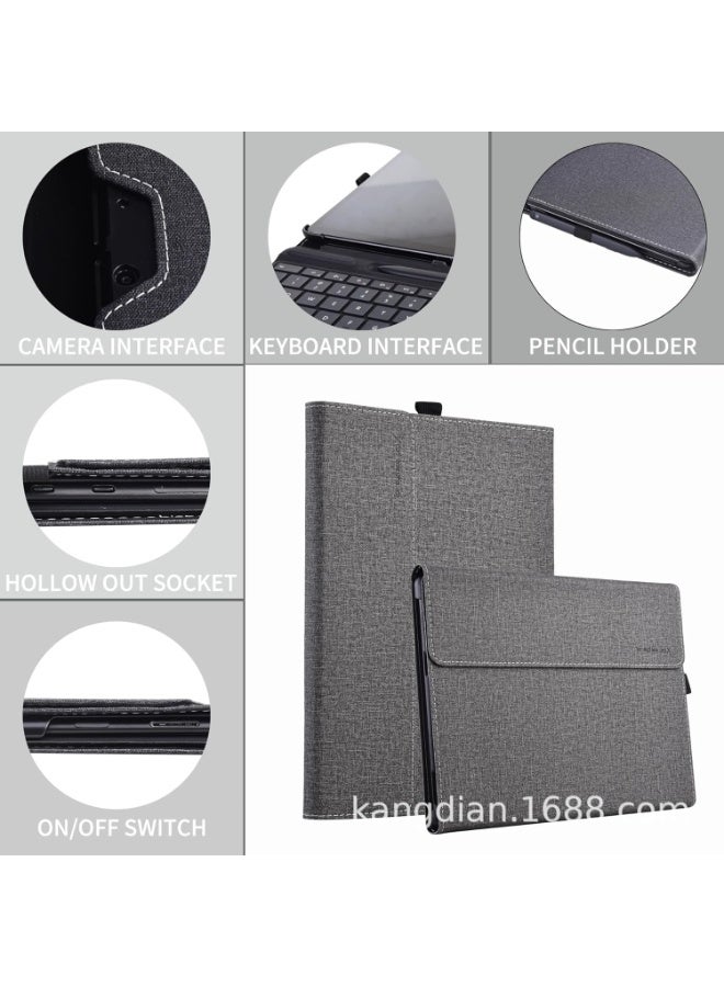 VKL Compatible with Microsoft Surface Pro 12-inch (2025) Tablet Protective Case, Sleeve Pouch Cover Stand PU Leather Hard Case For Surface Pro 12 (Gray) - Image 3