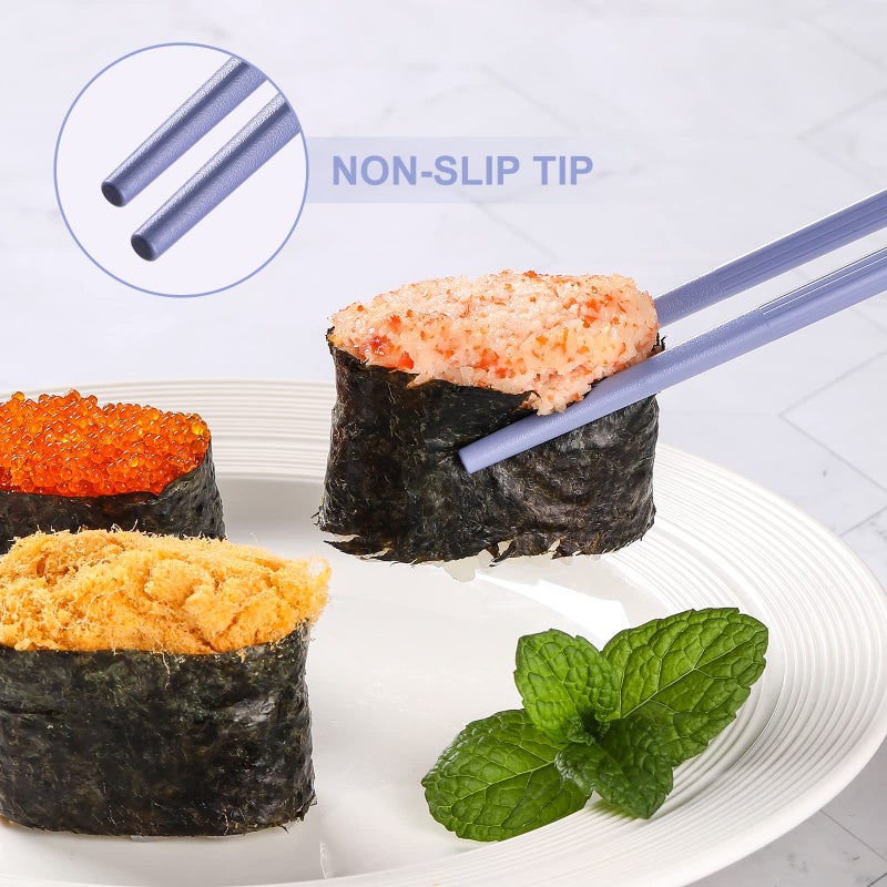 Hiware 10-Pair Reusable Fiberglass Chopsticks, Non-Slip Chop Sticks Set Japanese Style, Dishwasher Safe, 9.5-Inch - Image 4