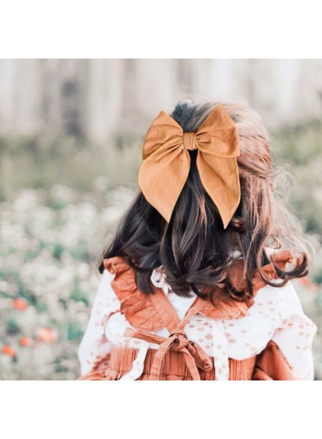 Pinone Pack of 20 Girls Solid color Hair Bows Cotton Linen Alligator Hair Clips or Little Girls Toddlers Kids Neutral Handmade Hair Accessories-5.5 Inch - Image 4