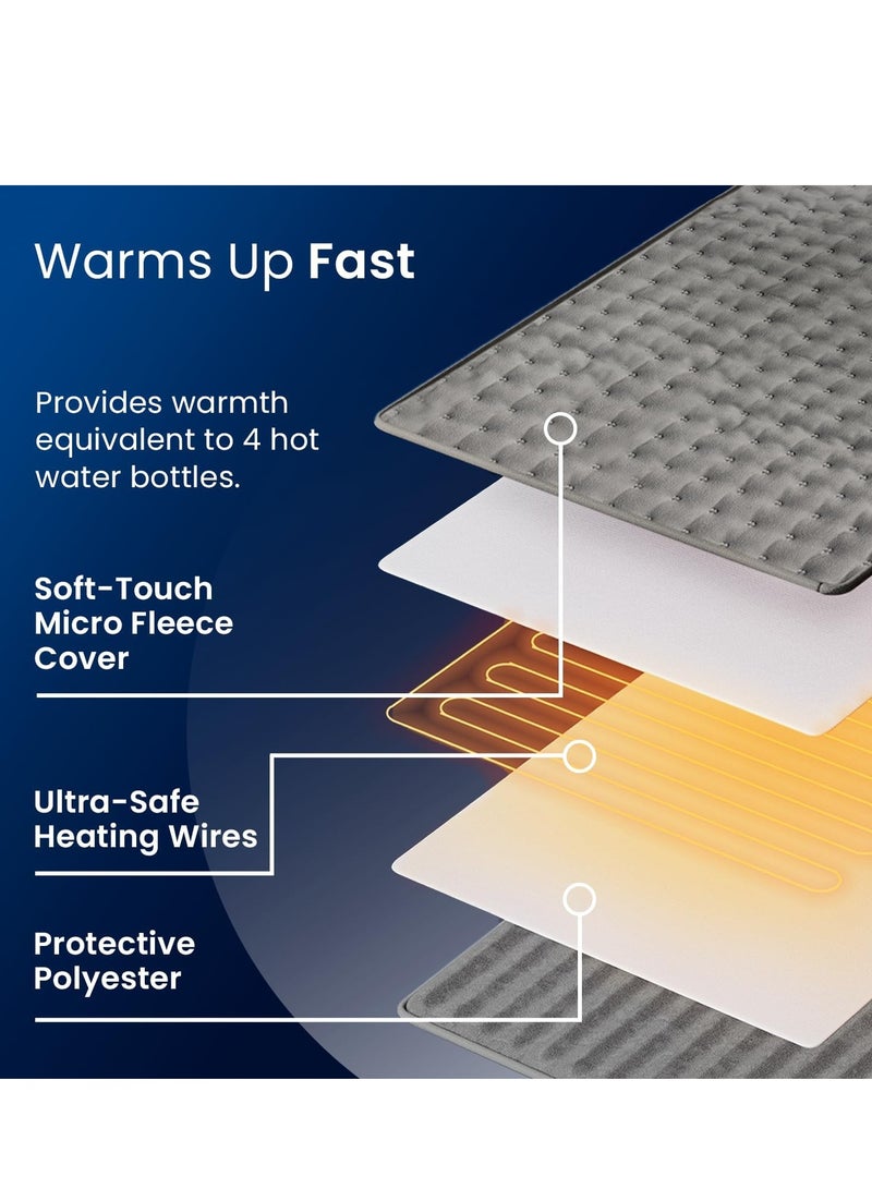 كوزي_هوم وسادة تدفئة كهربائية فاخرة لتخفيف الألم كبيرة الحجم، قابلة للغسل في الغسالة، مزودة بجهاز تحكم عن بعد رقمي و6 إعدادات للحرارة للتدفئة والاسترخاء - Image 3