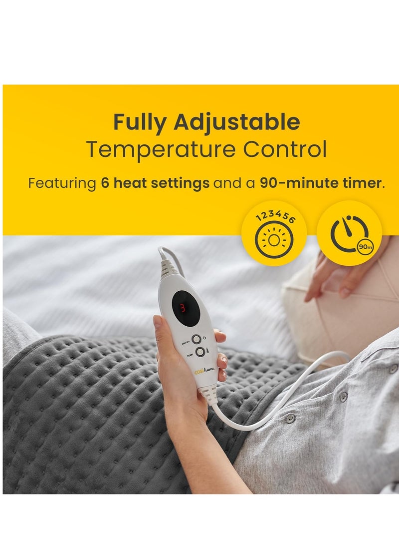 كوزي_هوم وسادة تدفئة كهربائية فاخرة لتخفيف الألم كبيرة الحجم، قابلة للغسل في الغسالة، مزودة بجهاز تحكم عن بعد رقمي و6 إعدادات للحرارة للتدفئة والاسترخاء - Image 4