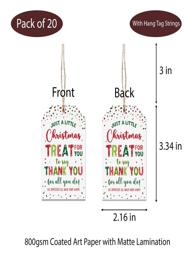 YYDESN Treat for You to Say Thank You for All You Do Gift Tag We Appreciate You Christmas Gift Tags with String Employee Appreciation Company Staff Christmas Holiday Favor Tags Pack of 20 (Appreciate C) - Image 4