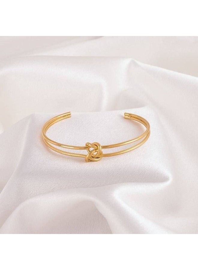 Adjustable Gold Tone stainless steel Bracelet – Exquisite Double Knot Design for a Chic Touch - Image 3
