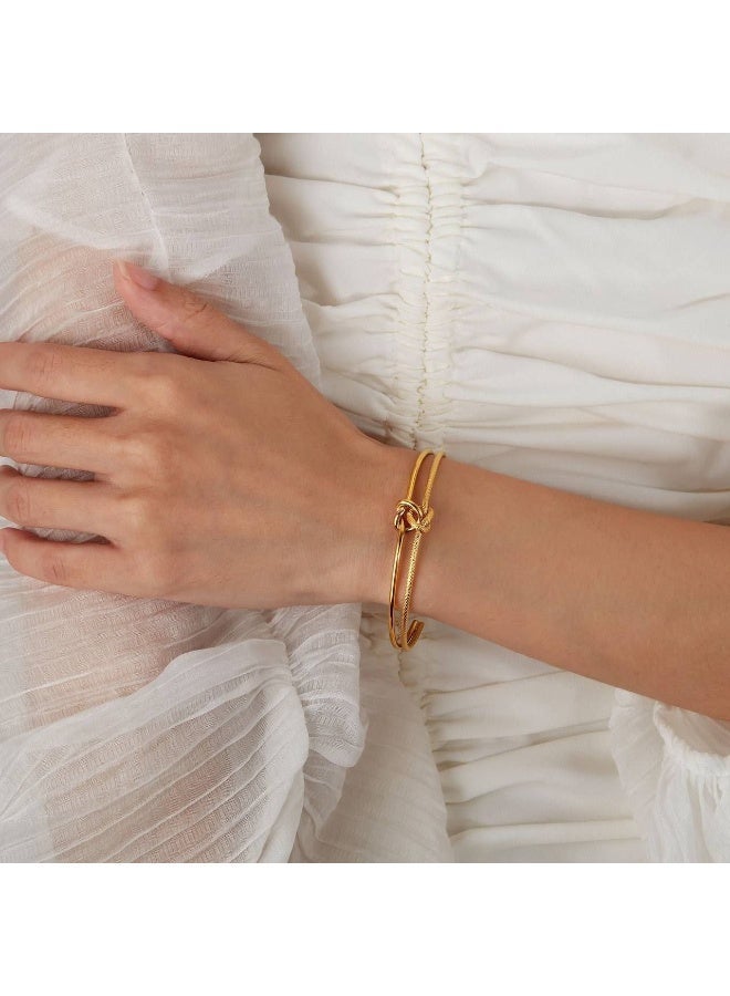 Adjustable Gold Tone stainless steel Bracelet – Exquisite Double Knot Design for a Chic Touch - Image 4