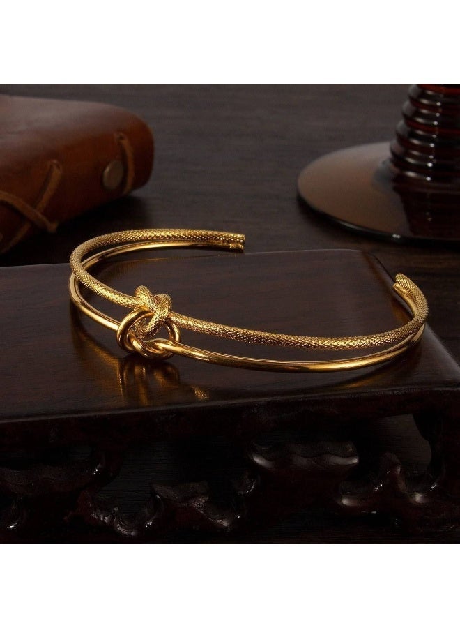 Adjustable Gold Tone stainless steel Bracelet – Exquisite Double Knot Design for a Chic Touch - Image 5