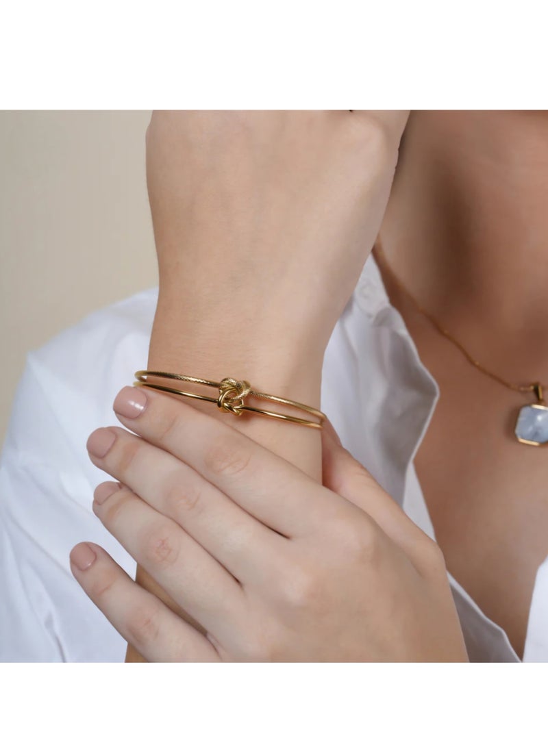 Adjustable Gold Tone stainless steel Bracelet – Exquisite Double Knot Design for a Chic Touch - Image 2