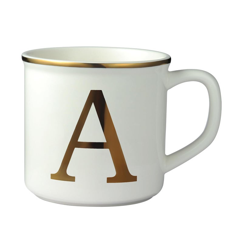 Miicol Ceramic Coffee Mug 16 oz Monogram Coffee Cup Golden Initial Tea Mug Personalized Tea Cup Unique Gift Large Mug for Home Office Letter A