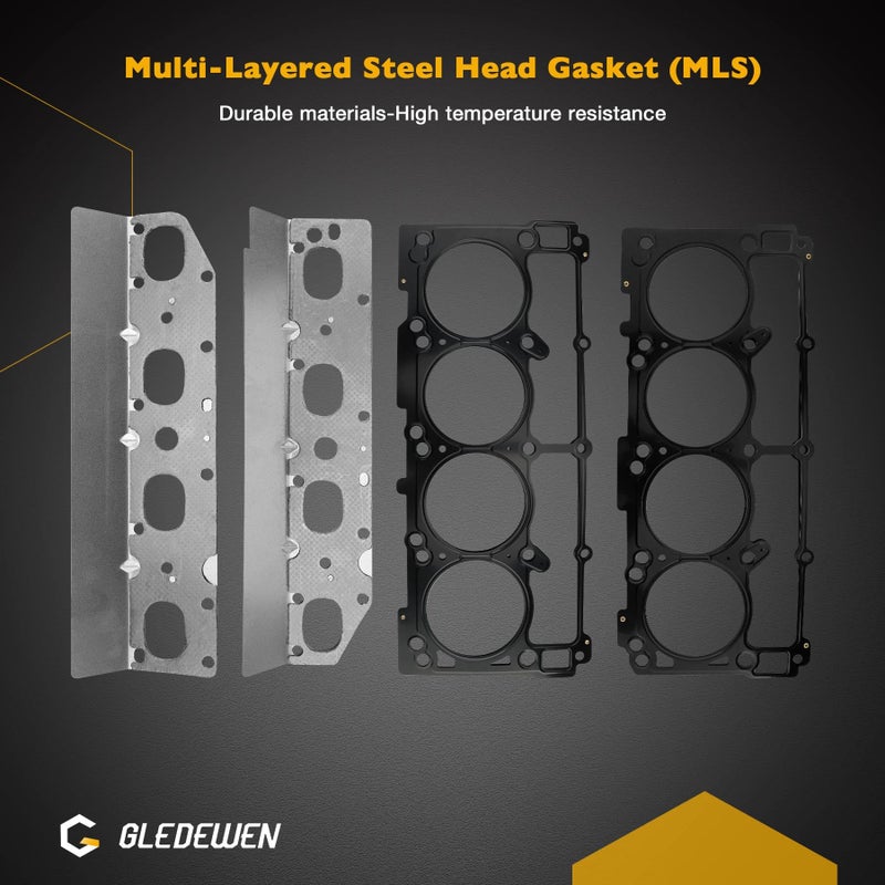 Gledewen HS26423PT 5.7L Full Cylinder Gasket Set with Head Bolts, Compatible with 2009-2020 Dodge Ram 1500 2500 Challenger Charger Durango Chrysler 300 5.7 V8 Engine, Replace# ES72200 TCS46169 - Image 2