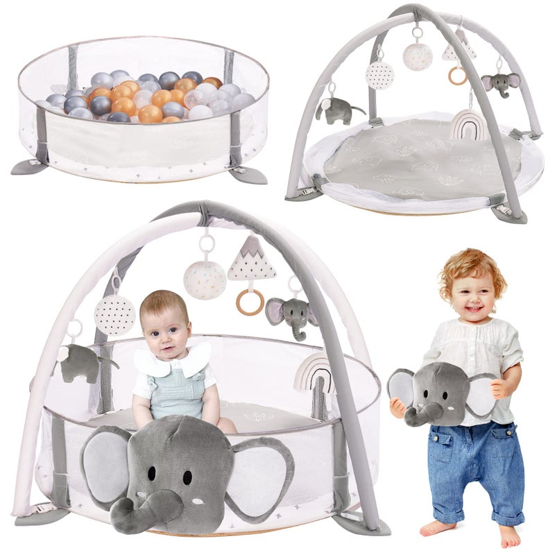 Mallify 5-in-1 XL Large Baby Gym & Ball Pit, Play Mat & Play Gym, Combination Baby Activity Gym with Milestone Cards for Sensory Exploration and Motor Skill Development, Balls are not Included - Image 1