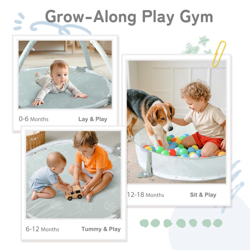 Mallify 5-in-1 XL Large Baby Gym & Ball Pit, Play Mat & Play Gym, Combination Baby Activity Gym with Milestone Cards for Sensory Exploration and Motor Skill Development, Balls are not Included - Image 3