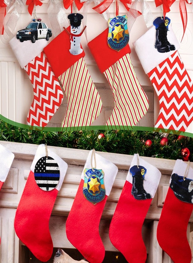 Yookeer مجموعة زينة عيد الميلاد من يوكير، 36 قطعة، تتضمن أحذية شرطة، درع، سيارة، زينة خشبية معلقة، زينة شجرة عيد الميلاد على شكل علم أمريكي (بتصميم لطيف). - Image 5