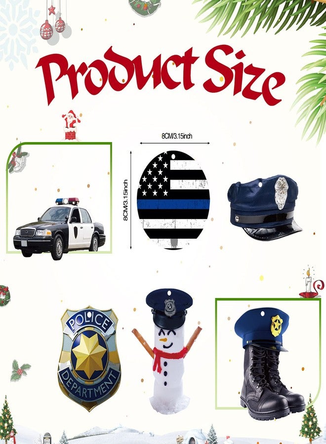 Yookeer مجموعة زينة عيد الميلاد من يوكير، 36 قطعة، تتضمن أحذية شرطة، درع، سيارة، زينة خشبية معلقة، زينة شجرة عيد الميلاد على شكل علم أمريكي (بتصميم لطيف). - Image 2