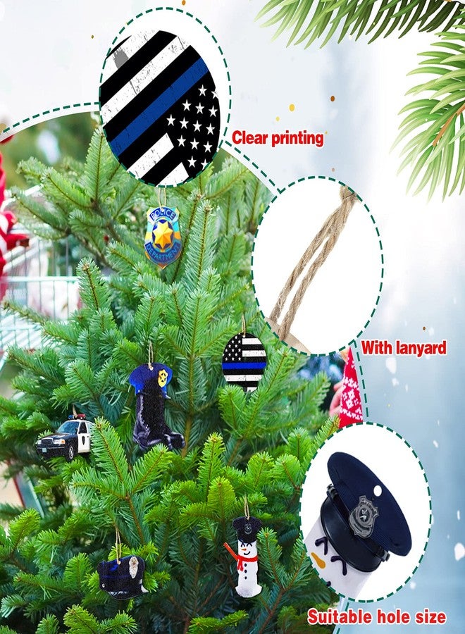 Yookeer مجموعة زينة عيد الميلاد من يوكير، 36 قطعة، تتضمن أحذية شرطة، درع، سيارة، زينة خشبية معلقة، زينة شجرة عيد الميلاد على شكل علم أمريكي (بتصميم لطيف). - Image 3