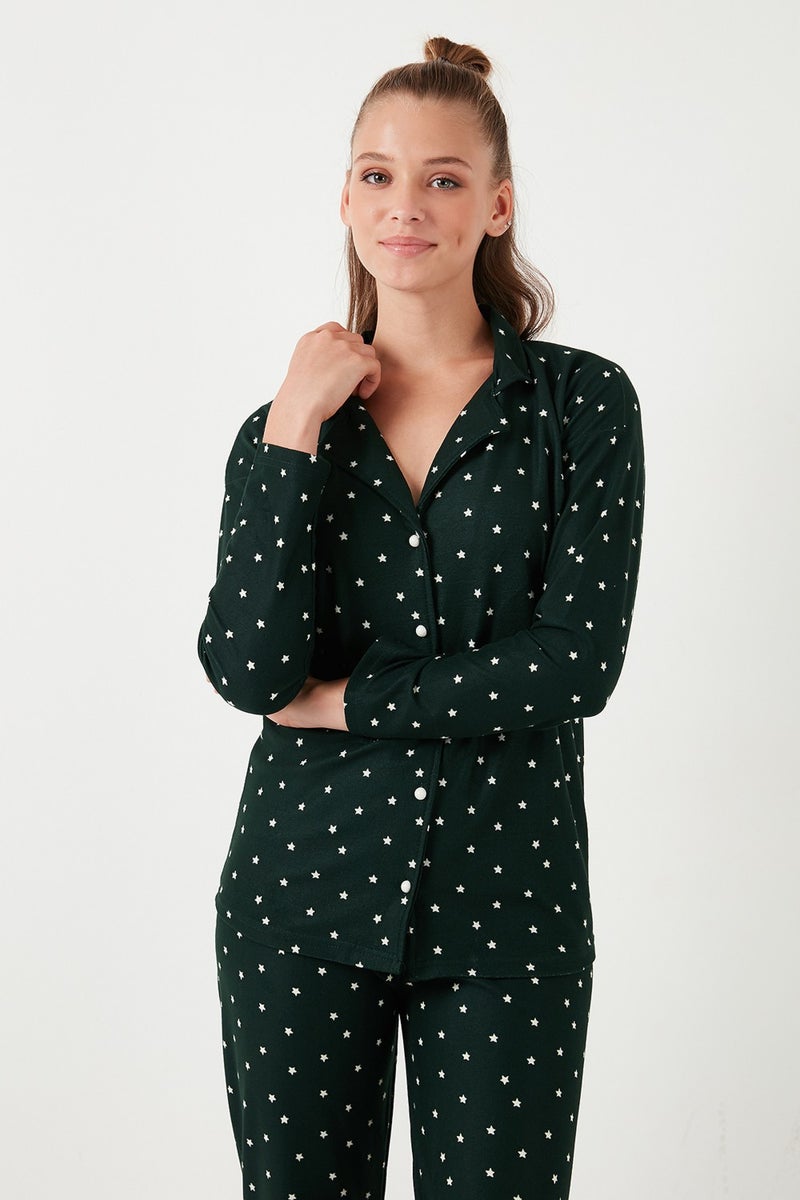 Lela Stretch Standard Fit Buttoned Pajama Set Women's Pajama Set 60956601  - Image 5