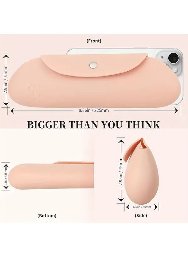 Pink Silicone Makeup Organizer Bag Dustproof Design Portable Travel Cosmetic Case For Brushes Lipsticks Beauty Tools Compact Durable Storage Pouch Secure Zipper Closure - Image 4