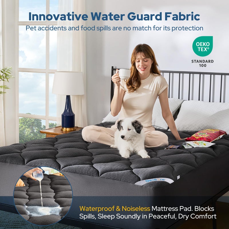 BEDLORE Waterproof Full Size Mattress Pad, Quilted Fitted Mattress Topper with Deep Pocket 6"-15", Breathable & Noiseless Mattress Protector Bed Cover Padded, Machine Washable - Image 3