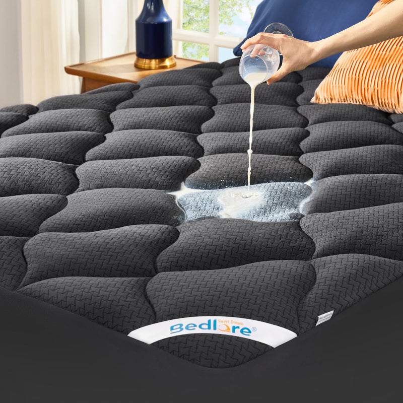BEDLORE Waterproof Full Size Mattress Pad, Quilted Fitted Mattress Topper with Deep Pocket 6"-15", Breathable & Noiseless Mattress Protector Bed Cover Padded, Machine Washable - Image 1