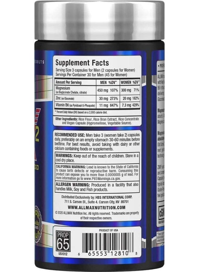 AllMax Nutrition Zmx2 High-Absorption Magnesium Chelate, 90 Capsules 