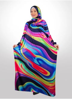 Zmurud Practical Printed silky satin prayer dress with headscarf from zmurud fashion  - Image 1
