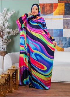 Zmurud Practical Printed silky satin prayer dress with headscarf from zmurud fashion  - Image 3