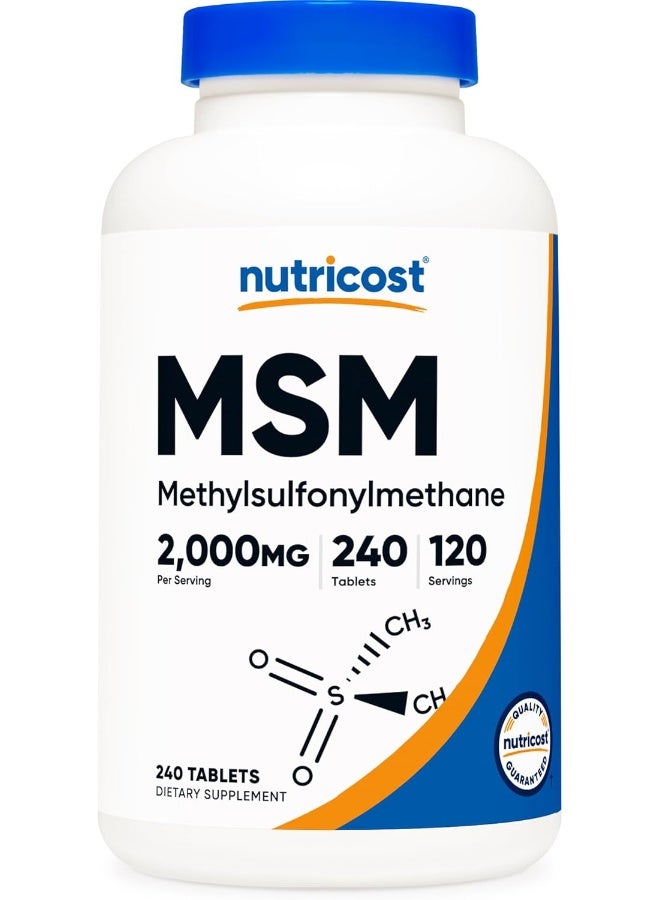 Nutricost Msm Tablets (Methylsulfonylmethane) 2000Mg Per Serving, 120 Servings, 240 Tablets - Non-Gmo And Gluten Free - Image 1