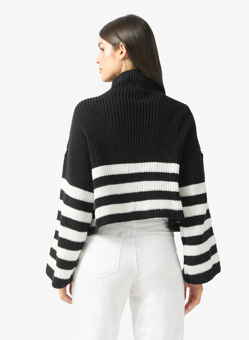 ELLA Cable Knit Polo Sweater