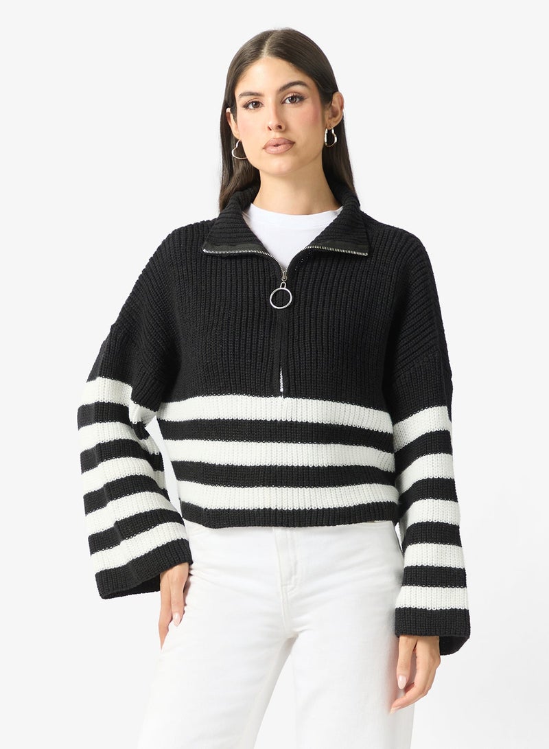 ELLA Cable Knit Polo Sweater - Image 1