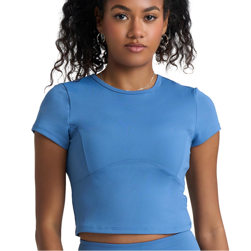 PopSugar Two Piece Workout Set for Women High Waist Leggings and Short Sleeve Athletic Tops Matching Pilates Gym Sets Yoga Outfits - Image 3