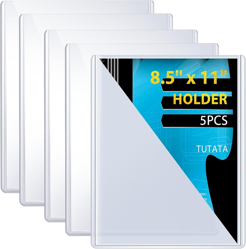 توتاتا 5 واقيات صفحات ثقيلة التحمل، مقاس 8.5×11 تحميل علوي، حامل مستندات شفاف، أكمام بلاستيكية صلبة مع فيلم، واقيات للورق والملصقات والجوائز والشهادات والبطاقات - Image 1