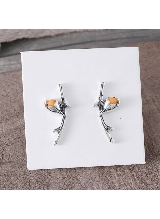 Goolsky Vintage Colorful Bird Enamel Earrings for Women – Minimalist Unique Animal Studs, Colorful Enamel Anti-Tarnish, Casual Outfits/Vintage-Themed Parties - Image 1