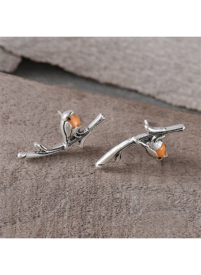 Goolsky Vintage Colorful Bird Enamel Earrings for Women – Minimalist Unique Animal Studs, Colorful Enamel Anti-Tarnish, Casual Outfits/Vintage-Themed Parties - Image 2