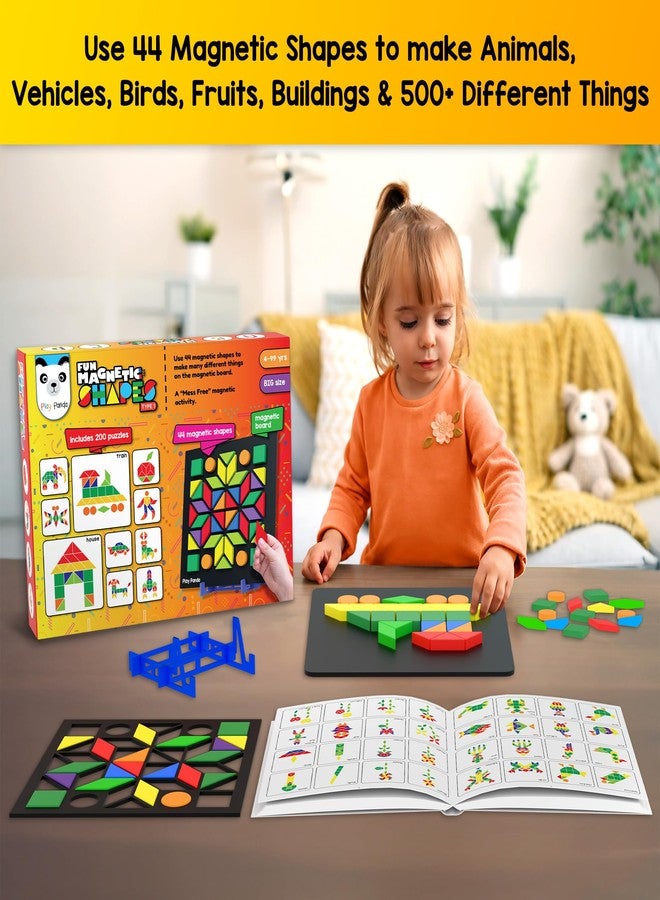 بلاي باندا لعبة أشكال باندا المغناطيسية الممتعة، النوع الكبير 1، تحتوي على 44 شكلاً مغناطيسياً، وكتاب أنماط مكون من 200 شكل، ولوحة مغناطيسية، وحامل عرض. - Image 5