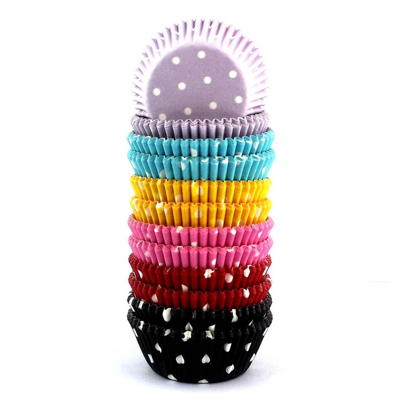 Eoonfirst Rainbow Mini Polka Dots Cupcake Liners 300 Pcs, No Smell, Food Grade & Grease-Proof Baking Cups Paper - Image 4