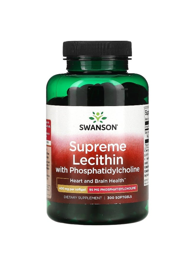 Swanson, Supreme Lecithin with Phosphatidylcholine , 400 mg , 300 Softgels - Image 1