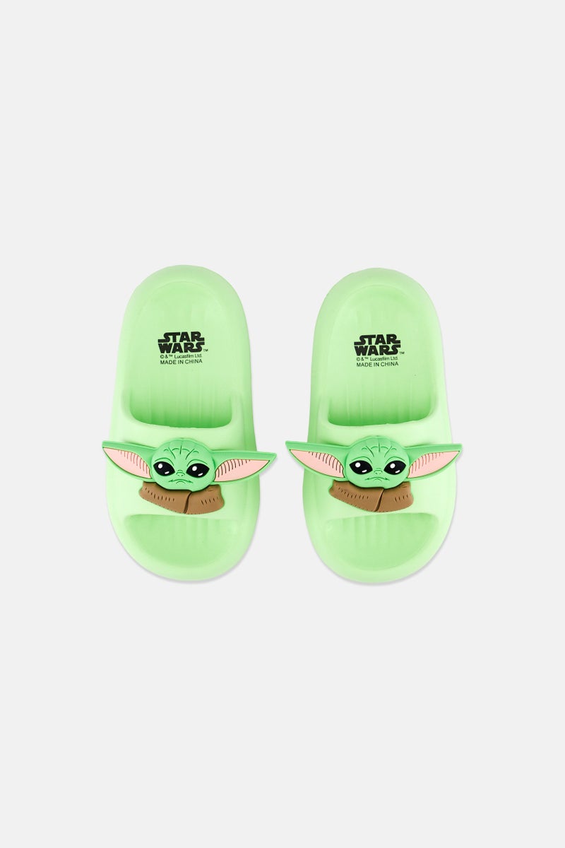 STAR WARS Toddlers Boys Yoda Slip On Slides, Lime  - Image 4