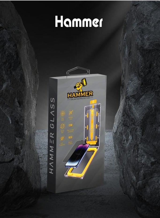Hammer Tempered Glass Easy Installation Self-Adhesive iPhone 14 Pro Matte Anti-Fingerprint Protection - Image 1