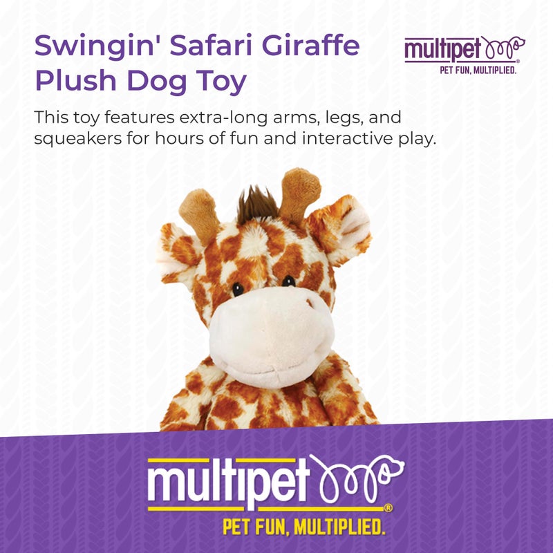 Multipet Swingin Safari Giraffe Dog Plush Toy - Squeaky Toys for All Dogs - Extra Soft Plush - for Cuddling & Playing - Cute Dog Pet Toy (19", 5 Squeakers) - Image 2