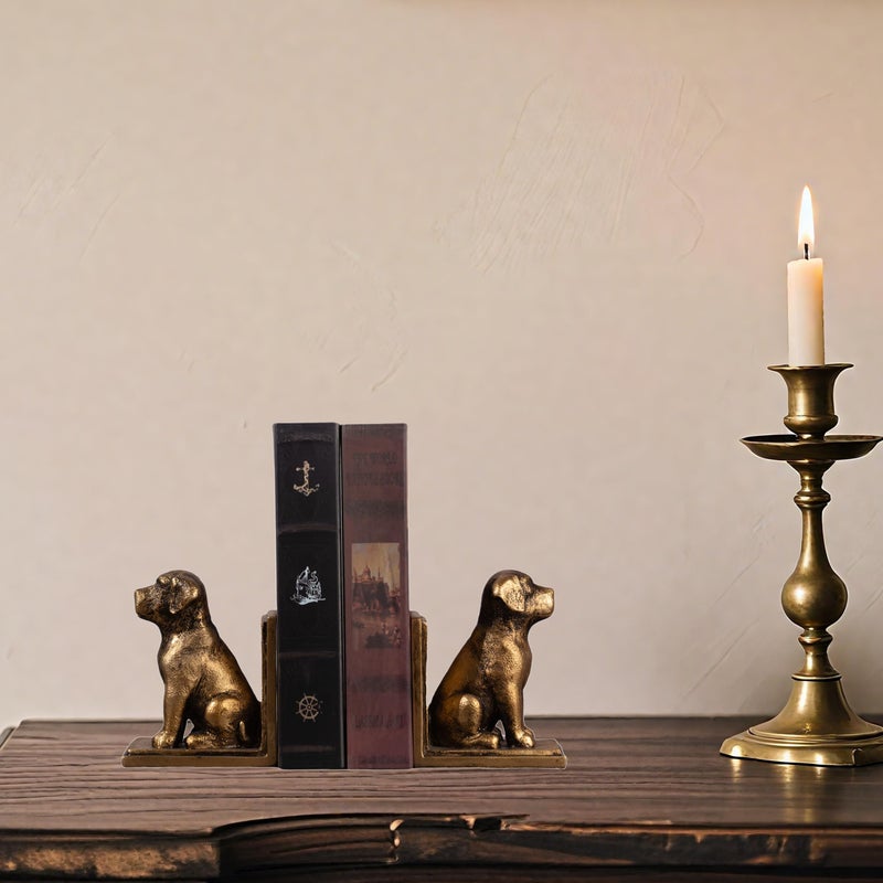 Mervkis Book Ends for Shelves to Hold Books Heavy Duty,Decorative Bookend for Bookshelf DÃ©cor,Cute Animal Dog Book Stopper Labrador Retriever Statues for Home, Office Desk Decoration,1pair - Image 3