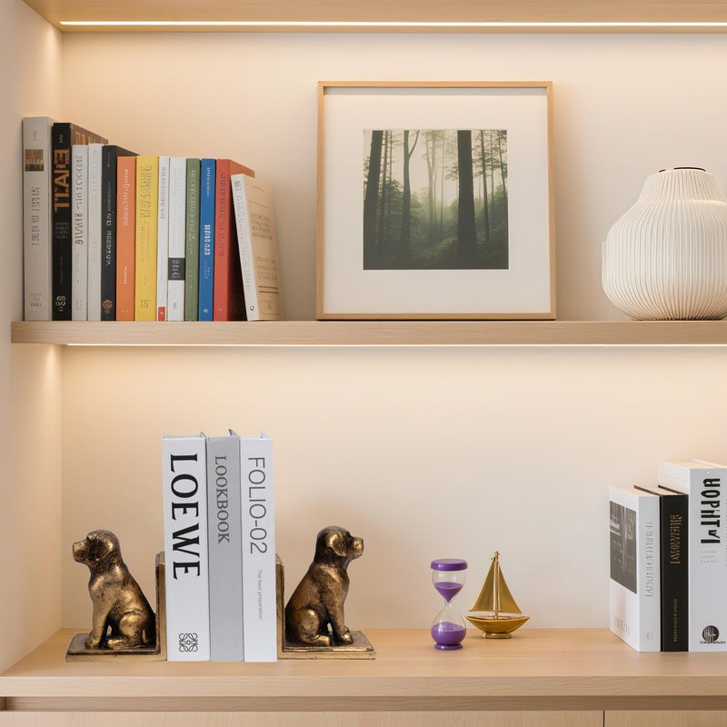 Mervkis Book Ends for Shelves to Hold Books Heavy Duty,Decorative Bookend for Bookshelf DÃ©cor,Cute Animal Dog Book Stopper Labrador Retriever Statues for Home, Office Desk Decoration,1pair - Image 2