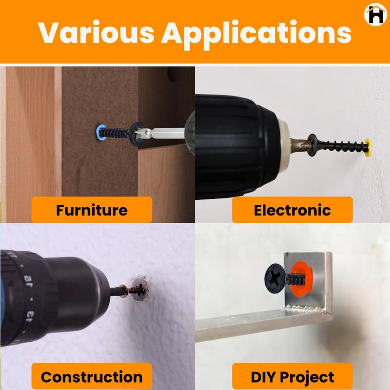 Homdum مقابس حائط نايلون متنوعة I غلاف جت I مقبس توغل I عبوة من 270 قطعة - Image 5