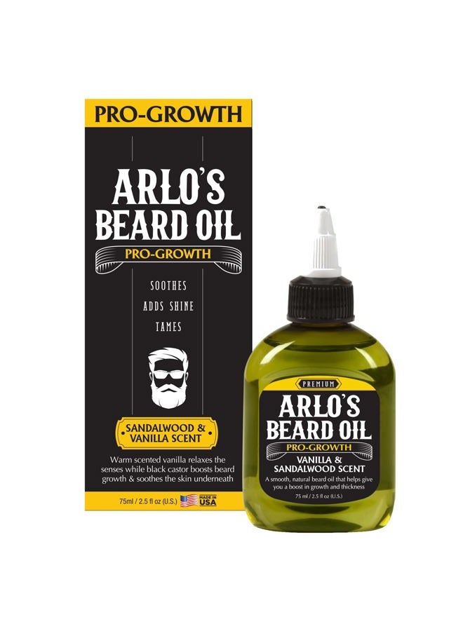 Arlo's Pro Growth Beard Oil - Vanilla Sandalwood 2.5 oz. - Promotes Beard Hair Growth - Image 1