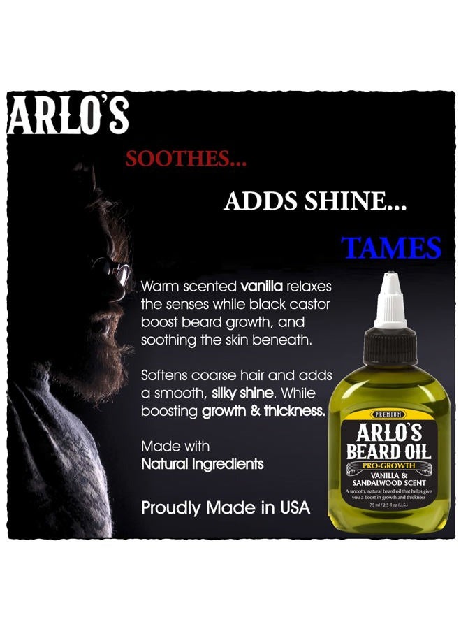 Arlo's Pro Growth Beard Oil - Vanilla Sandalwood 2.5 oz. - Promotes Beard Hair Growth - Image 3