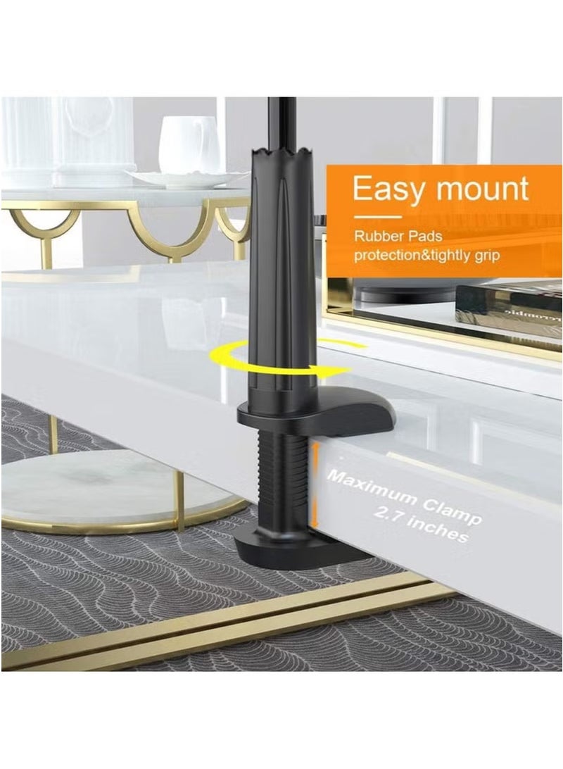 vesus 360 Degree Cell Phone Holder, Clamp Universal Lazy Mount Clip Hands Free Flexible Long Arm Bracket Grip for 3.5-6.5 Phones Mobile Stand Baby Monitor for Desk, Bed, Office, Kitchen( Black) - Image 4