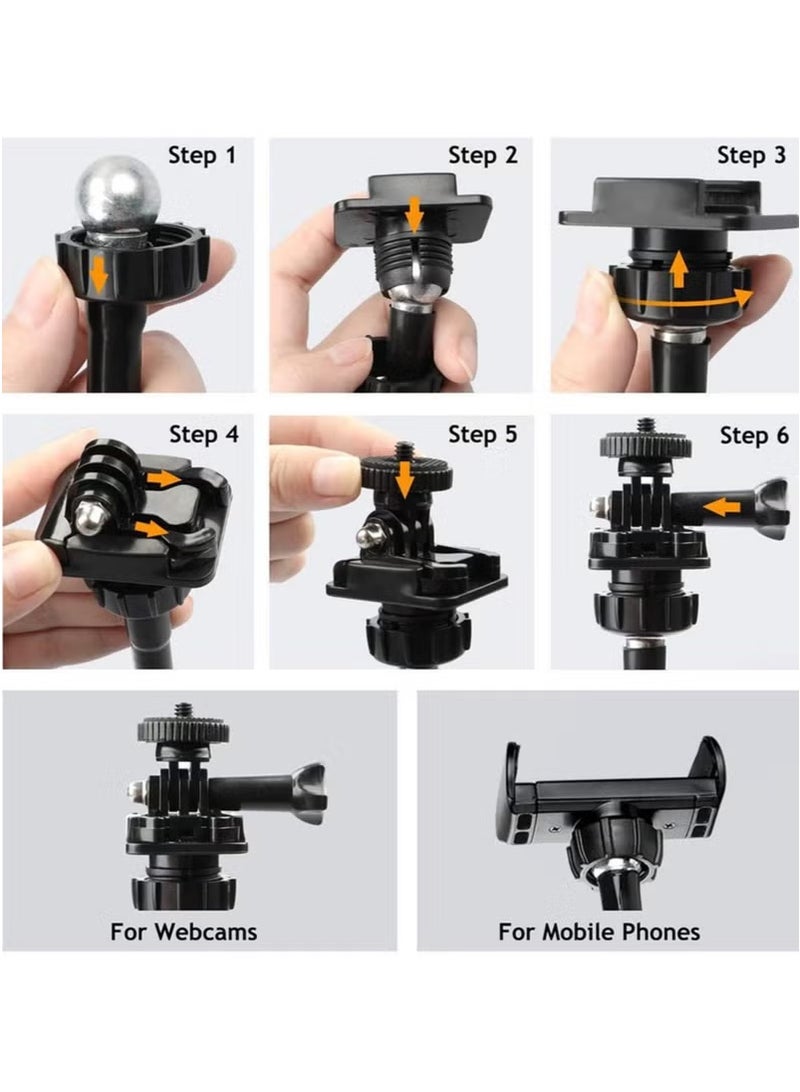 vesus 360 Degree Cell Phone Holder, Clamp Universal Lazy Mount Clip Hands Free Flexible Long Arm Bracket Grip for 3.5-6.5 Phones Mobile Stand Baby Monitor for Desk, Bed, Office, Kitchen( Black) - Image 3