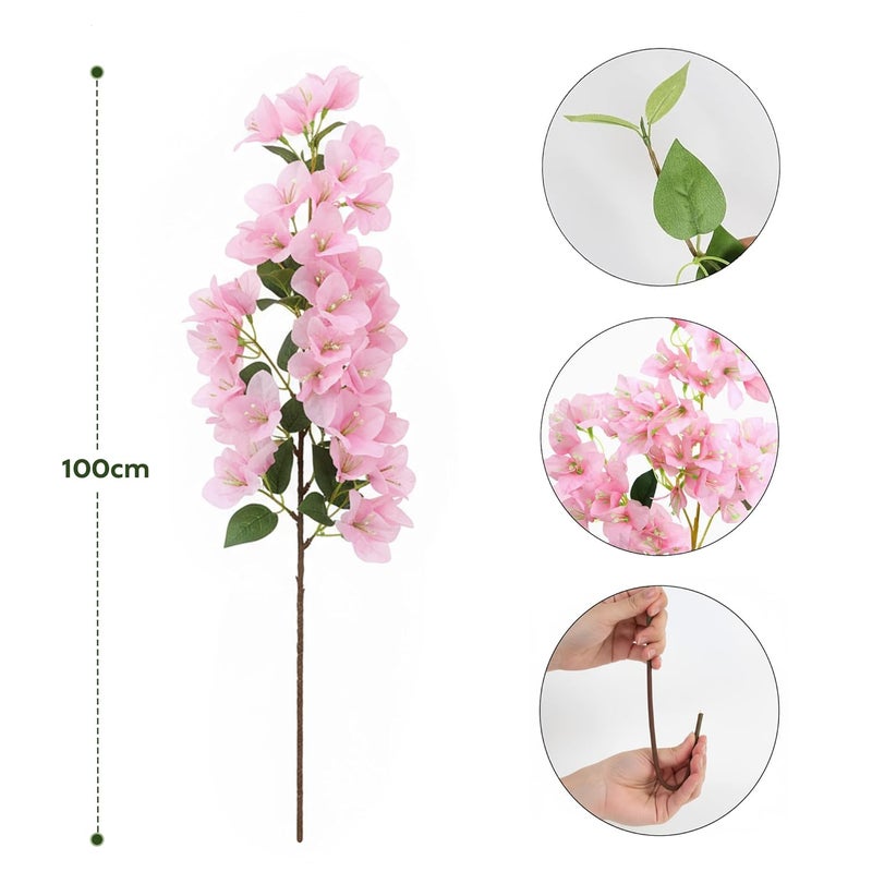 Decor & More 2 PCS Artificial Flowers Bunch – Realistic Silk Bougainvillea Long Stem Artificial Flower Bunch Without Pot | Artificial Flower for Decoration | Vase Decor for Home & Restaurant - Image 2