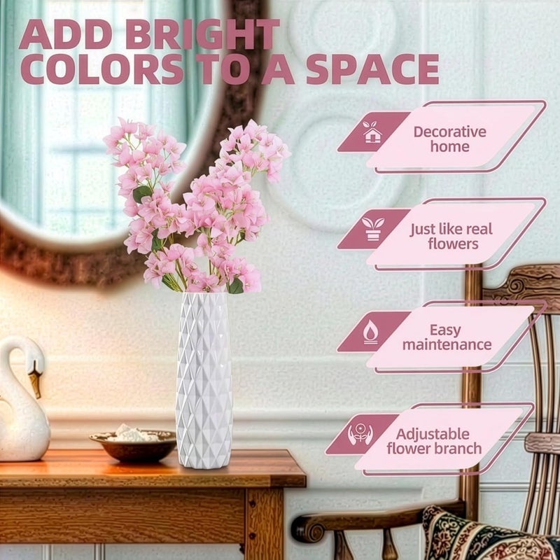 Decor & More 2 PCS Artificial Flowers Bunch – Realistic Silk Bougainvillea Long Stem Artificial Flower Bunch Without Pot | Artificial Flower for Decoration | Vase Decor for Home & Restaurant - Image 4
