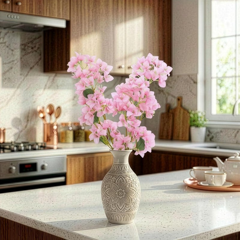 Decor & More 2 PCS Artificial Flowers Bunch – Realistic Silk Bougainvillea Long Stem Artificial Flower Bunch Without Pot | Artificial Flower for Decoration | Vase Decor for Home & Restaurant - Image 1