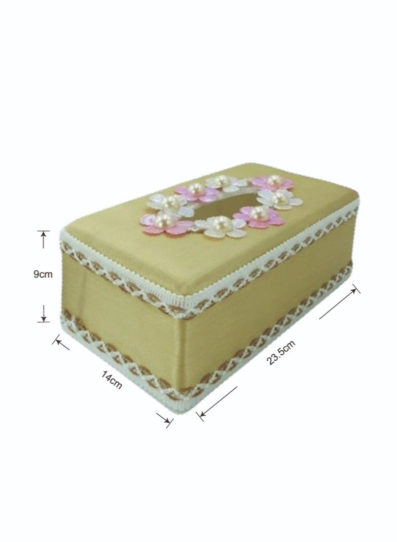 BABAZAM Tissue Box Holder Rectangle Durable Elegant & Stylish Tissue Box Holder for Living Room Office Home Table Décor Yellow 23.5x14x9cm - Image 1