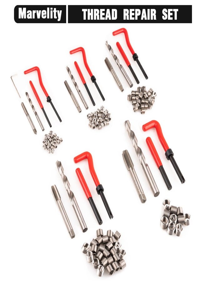 Marvelity Premium 131-Piece Metric Helicoil Thread Repair Kit, Comprehensive HSS Drills, Inserts, Taps, and Tools for M5, M6, M8, M10, M12, Ideal for Automotive and Engine Repairs - Image 2