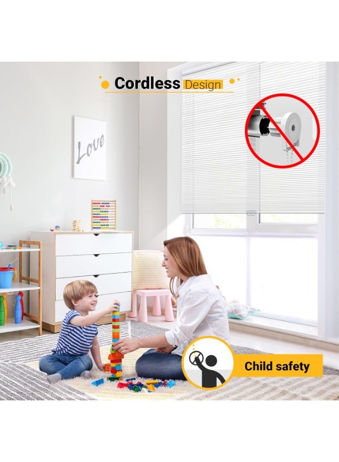 SBARTAR Cordless Light Filtering Cellular Shades Blinds Single Cell Shades for Windows, 35" W by 64" H, White (Light Filtering) - Image 2